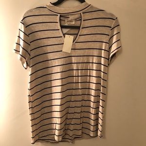 Navy and Cream striped cutout slink soft tee